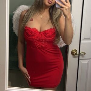 urban outfitters corset dress red size small worn once